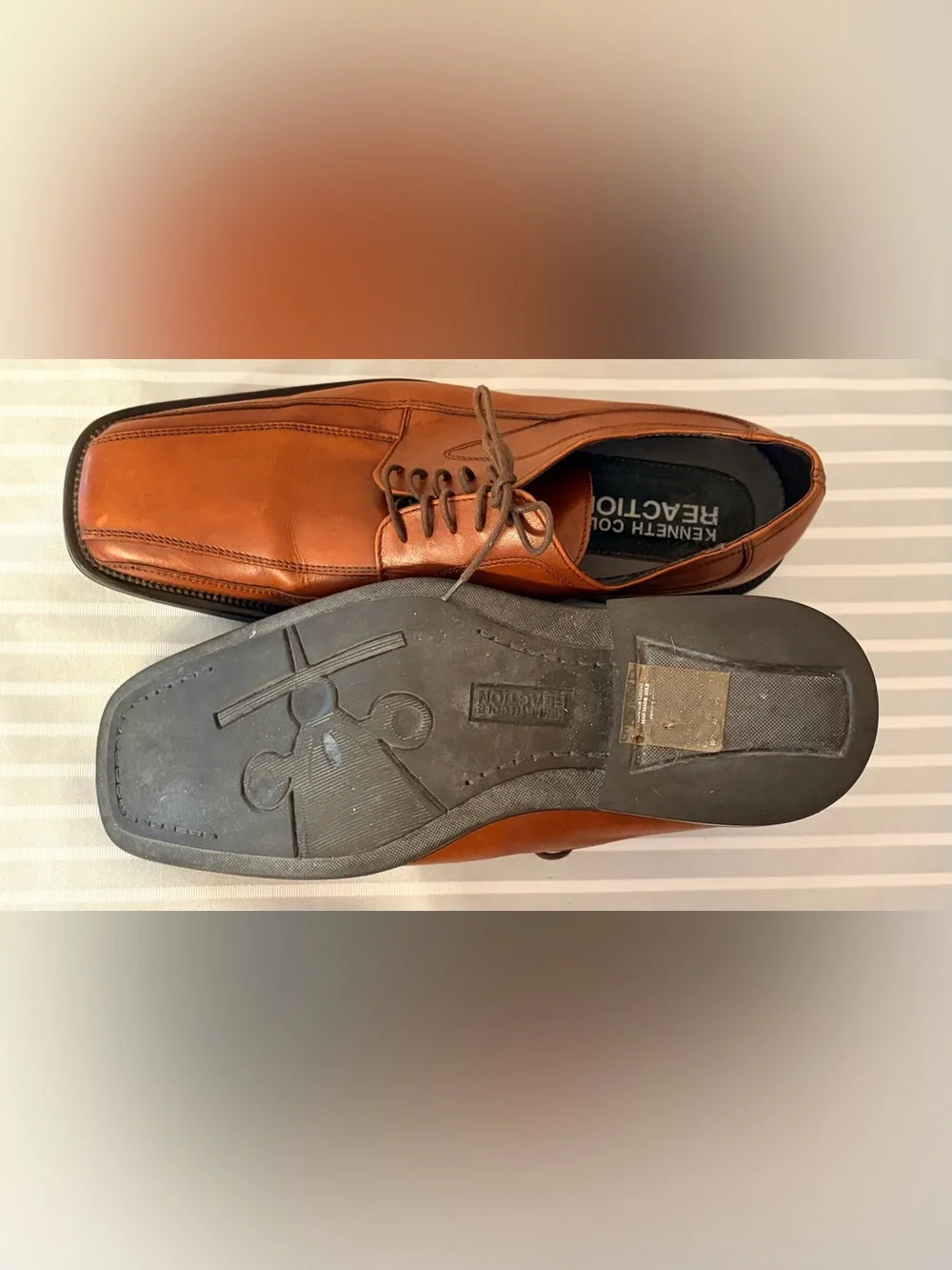 Reaction By Kenneth Cole Cognac Brown Oxford Dress Shoes W03214 Size 10 EUC